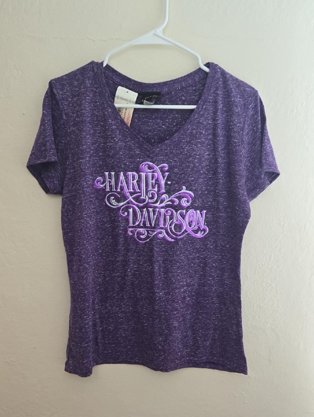 Harley-Davidson Purple Heather V-Neck Tee with Script Logo